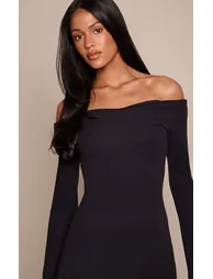 Tall Black Soft Touch V Neck Long Sleeve Shift Dress - 3