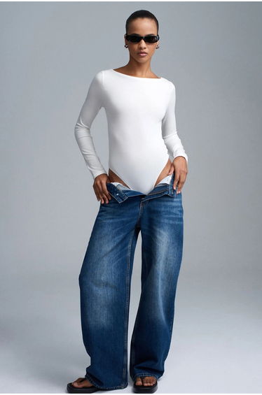 DILVIN Slim Fit Boat Neck Bodysuit