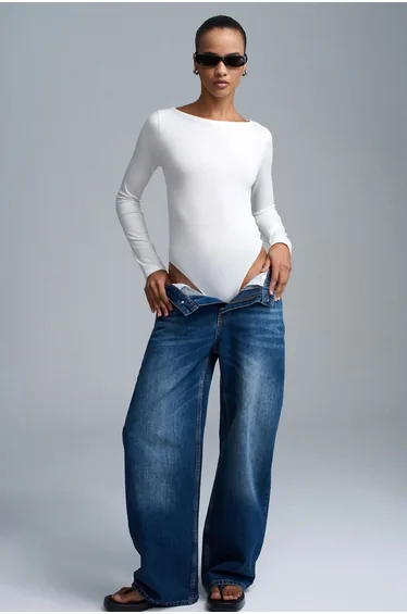 DILVIN Slim Fit Boat Neck Bodysuit