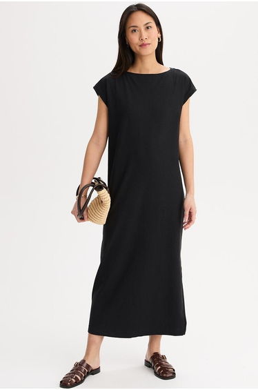Midi T-Shirt Dress in Linen/Cotton