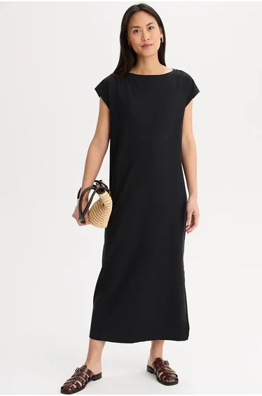 Midi T-Shirt Dress in Linen/Cotton