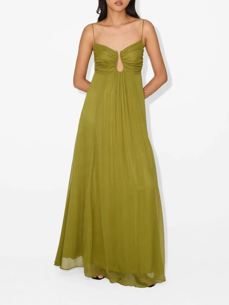 Elegant Metal Hollow Design Back Smocked A-line Slip Maxi Dress Like My  Choice Green : Evening Dresses : VogaCloset Iraq