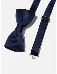 Maya Navy Satin Bow Tie & Pocket Square Set - 4