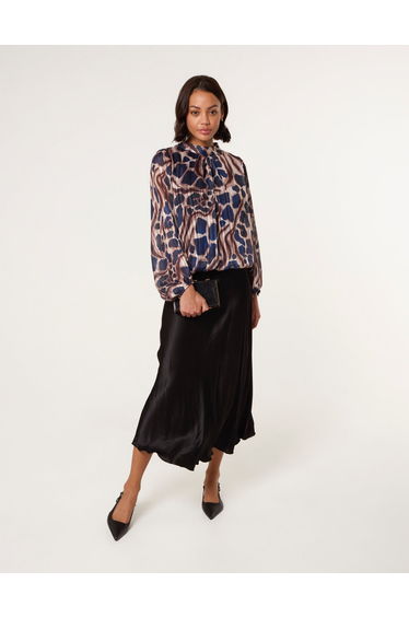Metallic Stripe Puffball Blouse