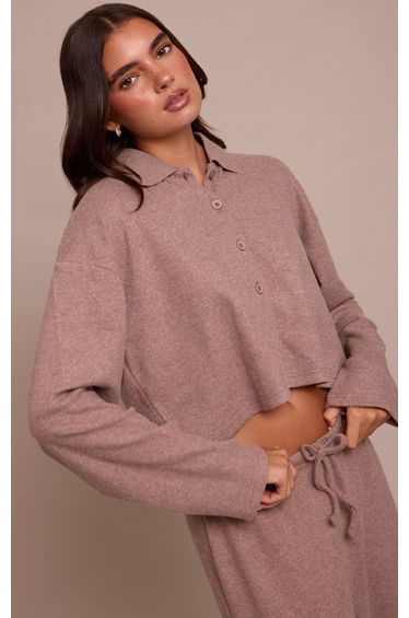 Mushroom Brushed Rib Button Shirt