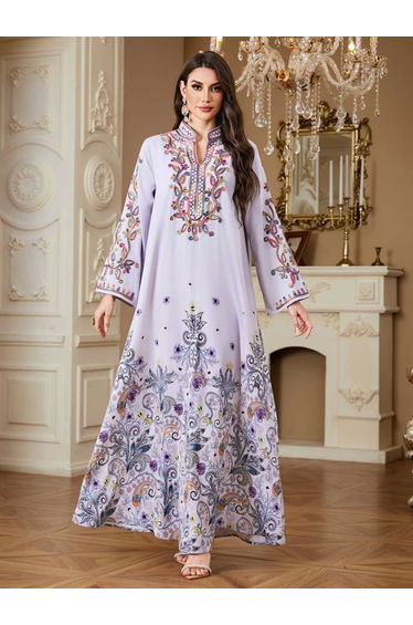 Women Floral Printed Embellished Jalabiya