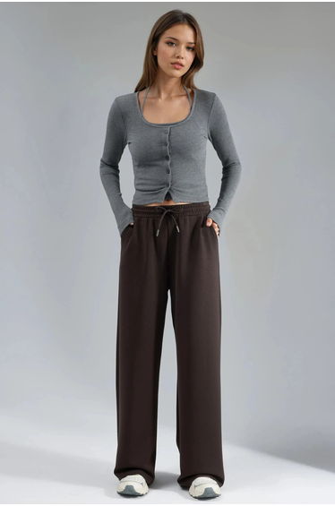 BUSEM Mid Waist Wide Leg Modal Pants