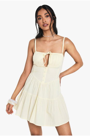 Cotton Milkmaid Mini Dress