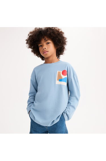 Oversize Printed T-Shirt with Long Sleeves