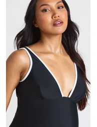 Maternity Contrast Plunge Swimsuit - black - 2