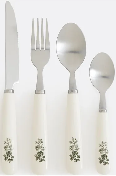 طقم أدوات المائدة 24 قطعة بأيدي بطبعة أزهار