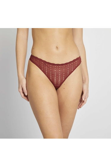 Lace tanga briefs with jewel RED