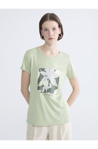 Crew Neck Printed Women's T-Shirt