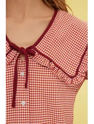 Brick Embossed Gingham Baby Collar Shirt - 2
