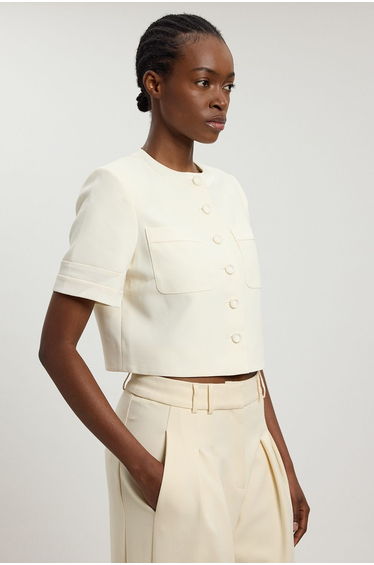 Satin Tux Short Sleeve Tailored Jacket
