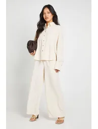 Petite Premium Linen Oversized Shirt - natural - 2