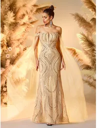 Modecrush Sparkling Beaded Mermaid Evening Dress - 3