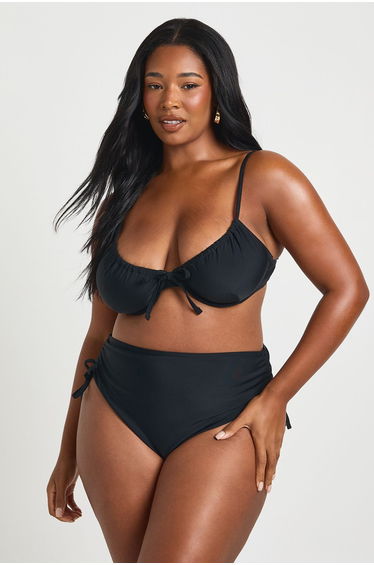 Plus Swimwear Essentials Tummy Control High Waist Brief - black
