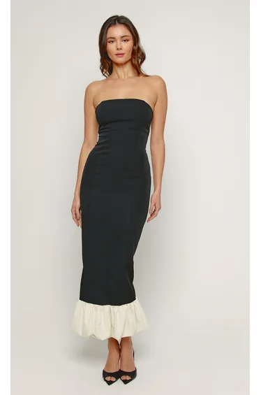 Black Bandeau Contrast Maxi Dress