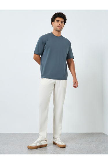 Men Grey Graphic Print Oversized T-Shirt