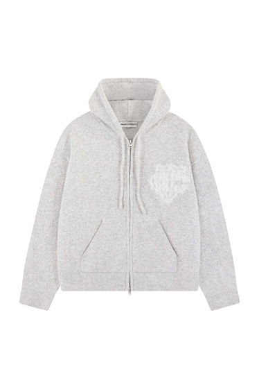 Couture Club Mens Wool Blend Soft Full Zip Hoodie - Grey