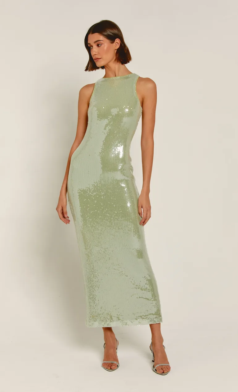 green racer back dress Cut-Out Racerback Maxi Dress in Green