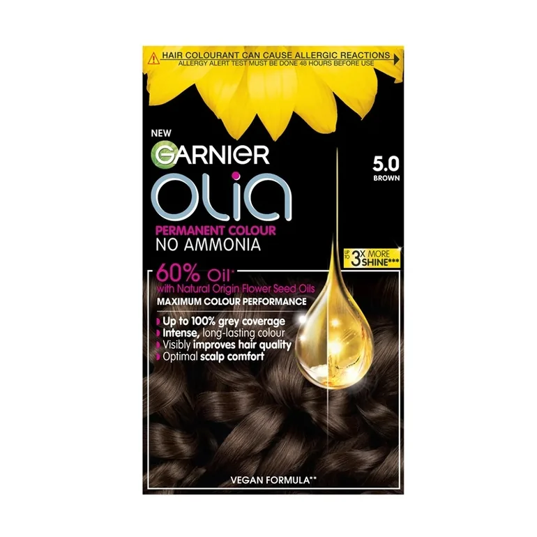 Garnier Olia Permanent Hair Dye No Ammonia Long Lasting 5.0 Brown