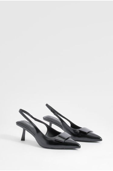 Low Slingback Point Heeled Courts - black
