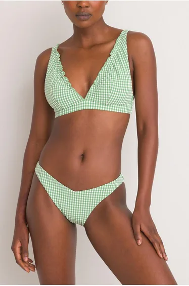 سروال بكيني بطبعة كاروهات لون أخضر