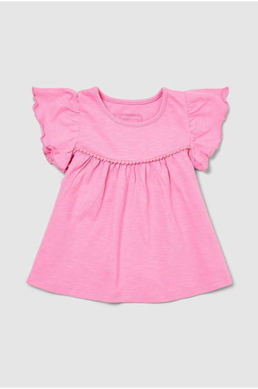 Toddler Girls Jersey Pom Pom Trim Tee