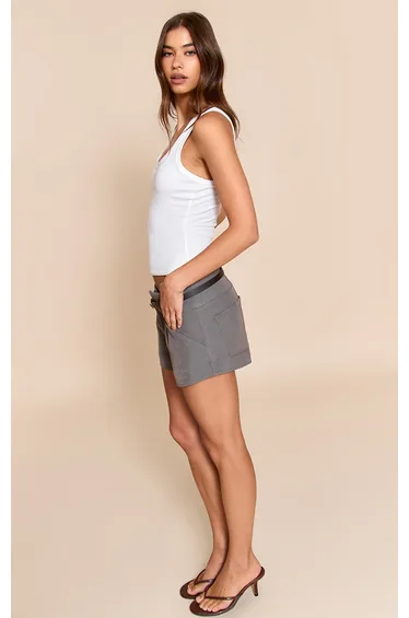 Grey Deep Waistband Shorts