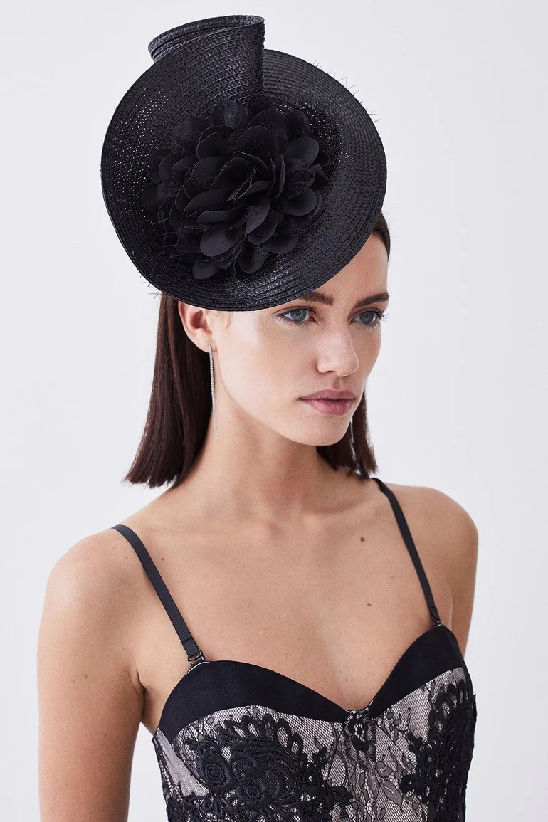 Asymmetric Flower & Feather Fascinator - 1