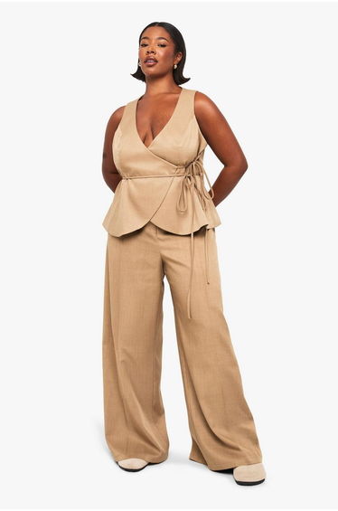 Plus Tailored Seam Detail Trouser - mocha