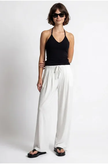 MIXRAY Women's High-waist Wide-leg Jersey Trousers