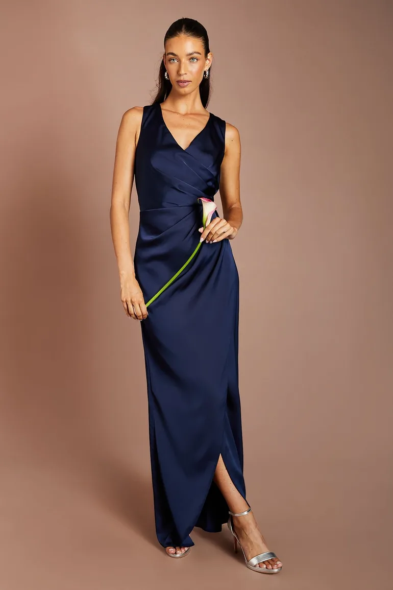 coast satin dress Rush | Is Clear Maxi Dress whilst the wrap design cinches at the waist to create a flattering feminine silhouette Coast Honoured Ruched Waist Detail