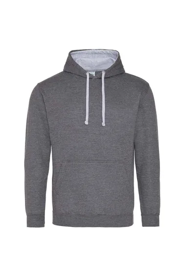 Awdis Womens/Ladies Varsity Hoodie - Charcoal/Heather Grey