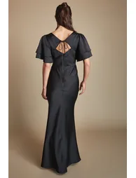 Coast Honoured Satin Back Crepe High Neck Short Sleeve Maxi Bridesmaid Dress - 2