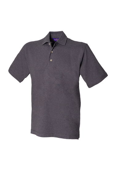 Henbury Mens Classic Plain Polo Shirt With Stand Up Collar - Charcoal