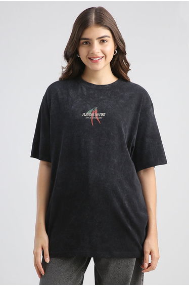 Fiery Flavor Graphic Oversized T-Shirt