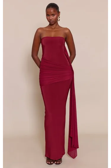 فستان ماكسي بتصميم لف - أحمر