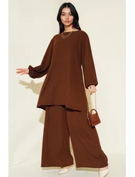 BDART Textured Long Sleeve Tunic and Wide Leg Pants Set
