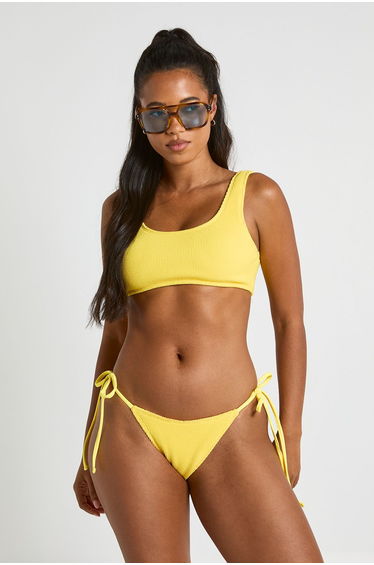 Textured Scoop Bikini Top - yellow