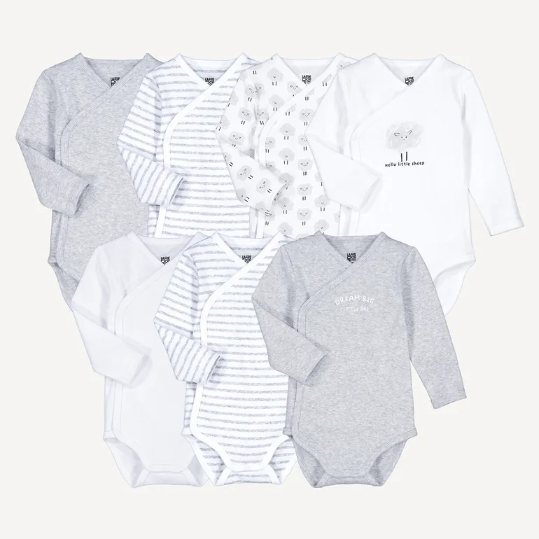 Pack of 7 Bodysuits with Long Sleeves
