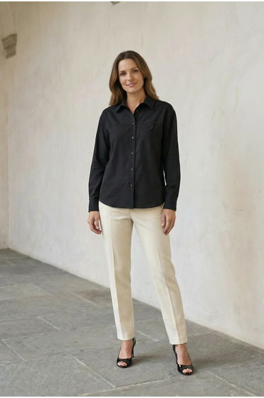 MY FASHION Long Cotton Textured Shirt