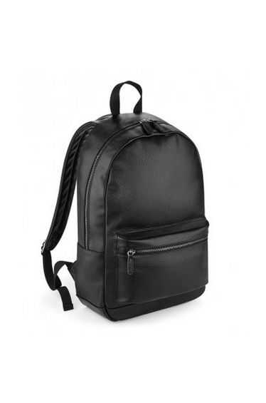Bagbase Faux Leather Fashion Backpack - Black