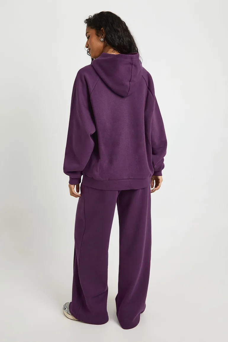 Oversized Hoodie And Pintuck Straight Leg Jogger Tracksuit - plum - 1