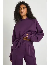 Oversized Hoodie And Pintuck Straight Leg Jogger Tracksuit - plum - 3
