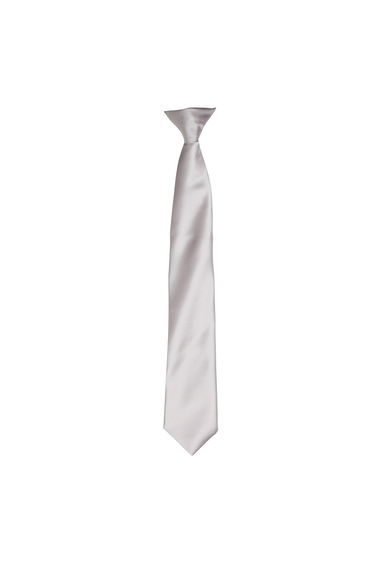 Premier Colours Mens Satin Clip Tie - Silver Grey