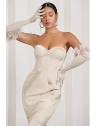 قفازات طويلة بحواف ريش - 3