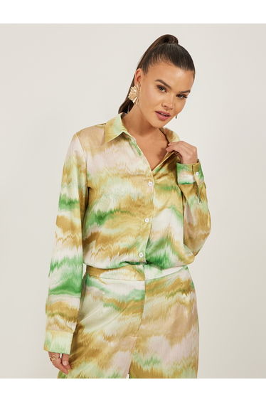 Ombre Print Buttoned Oversized Shirt